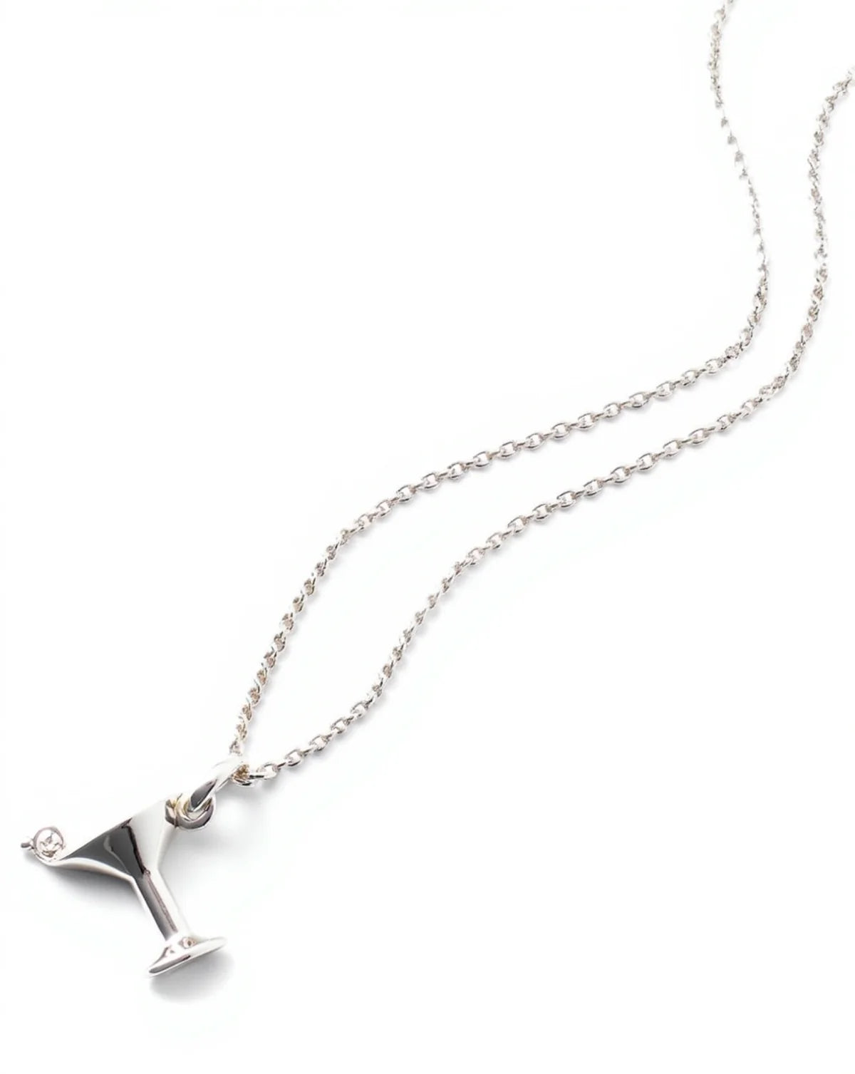 Martini Charm Necklace — sterling silver playful charm necklace detail, artisan sustainable jewelry India