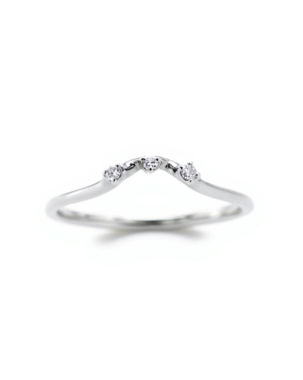Three-Stone Wave Band — artisan recycled silver three-stone ring detail, sustainable ethical jewelry India