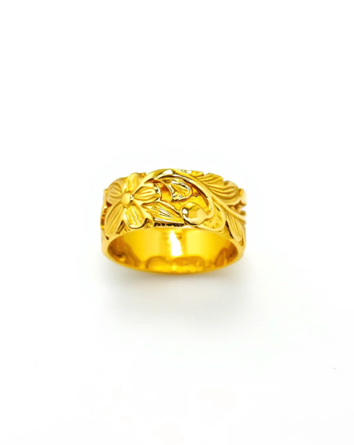 Floral Engraved Band — sterling silver statement band with heritage floral motif, handcrafted jewelry Akaar