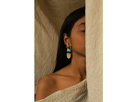 Stagbeetle earrings teal Dookdi handcrafted brass insect teal earrings artisan India