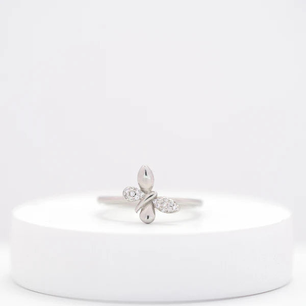 Flutter Ring — artisan recycled sterling silver flutter ring on hand, ethical sustainable jewelry Mitti Lifestyle