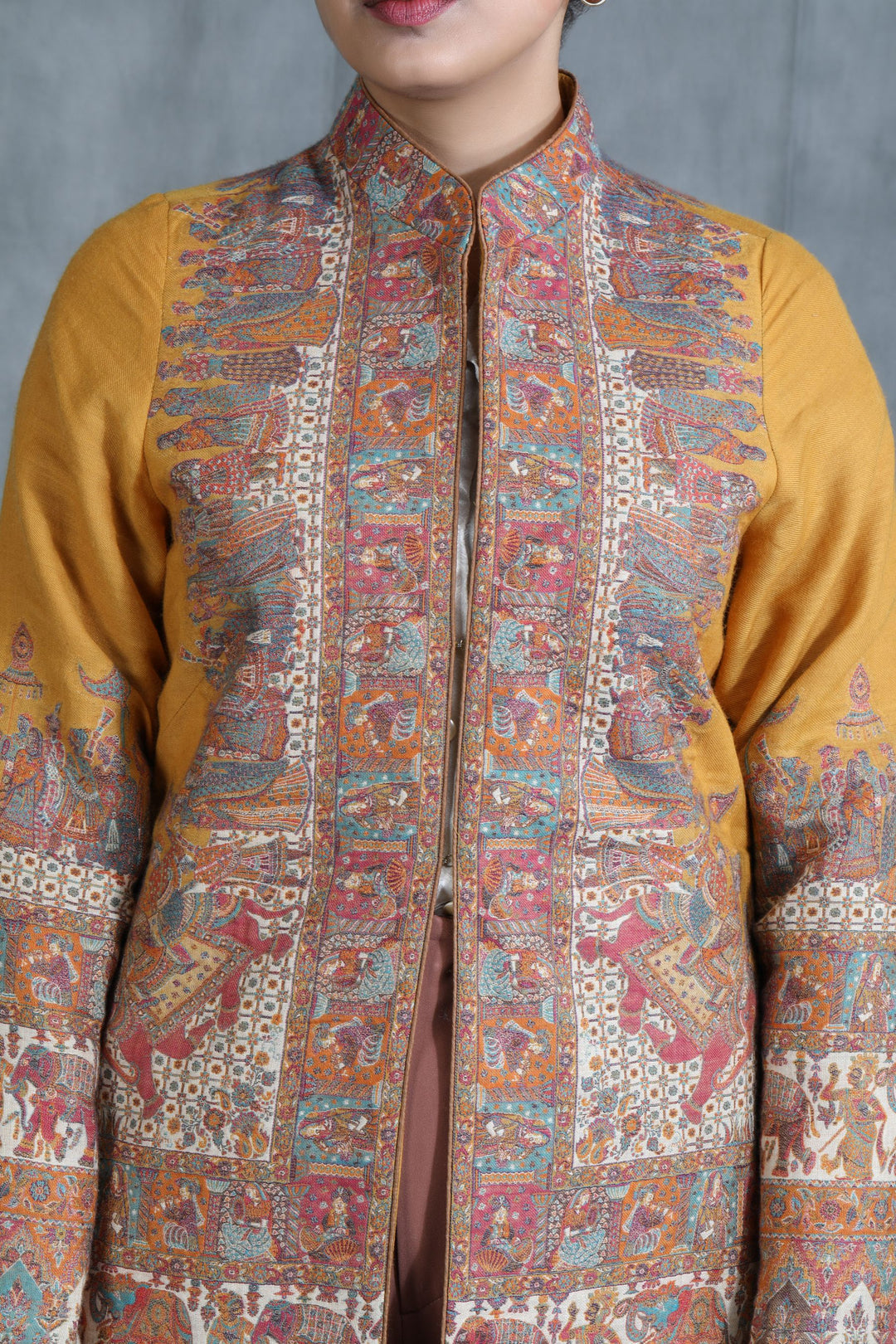 Yellow Vintage Coat With Paisley Design
