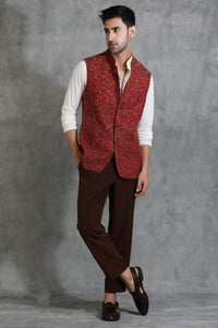 Pashmina Vintage Kani Waist Coat With Paisley Design