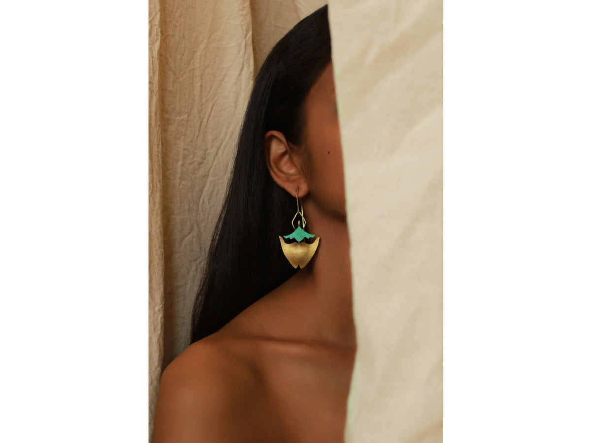 Tortoisebeetle Earrings by Dookdi — handcrafted sculptural beetle-inspired earrings, artisan nature jewelry Mitti Lifestyle