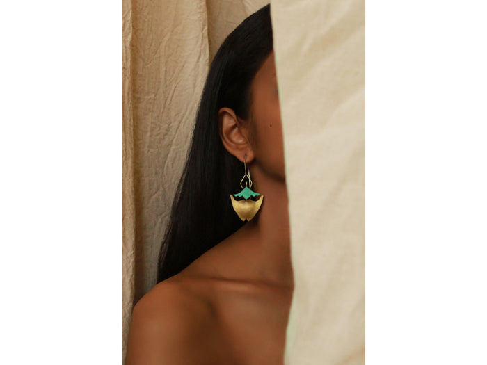 Tortoisebeetle Earrings by Dookdi — handcrafted sculptural beetle-inspired earrings, artisan nature jewelry Mitti Lifestyle
