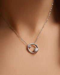 Astra Arc Necklace — recycled silver arc pendant necklace side view, artisan ethical jewelry Mitti Lifestyle