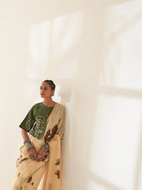 Mahogany Pure Linen Handloom Sari