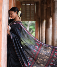 Exclusive Kantha Embroidered Pure Muga Silk Saree