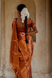Copper Kalakar I Copper Handloom Tissue Saree