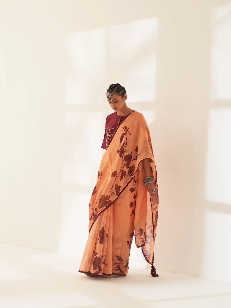 'Kunjan' Pure Linen Handloom Sari Handloom Sari