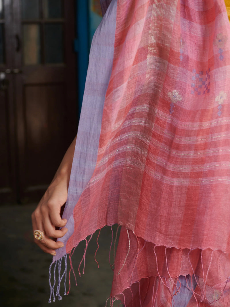Sudha Jamdani Linen Handloom Sari