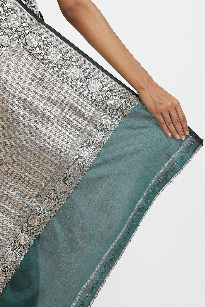 Emerald Green Banarasi Silk Brinda Saree