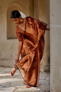 Copper Kalakar I Copper Handloom Tissue Saree