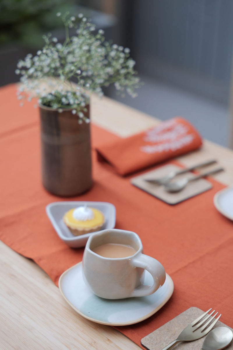 Orange Hand Embroidered Table Runner