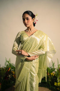 JADE PARADISE I NEON GREEN TISSUE SAREE