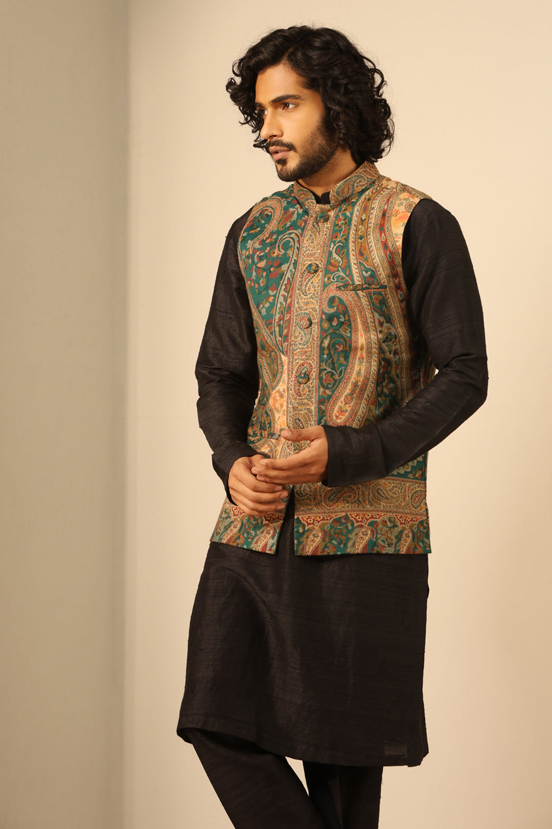 Amav Fine Wool Silk Waist Coat