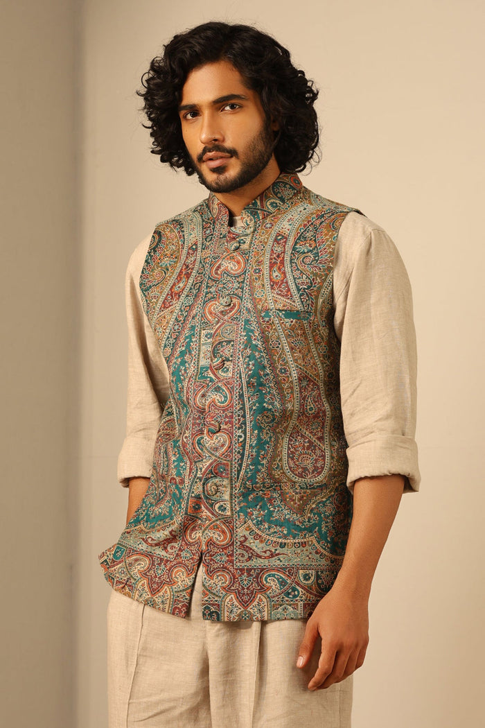 Shaan Fine Wool Silk Waist Coat