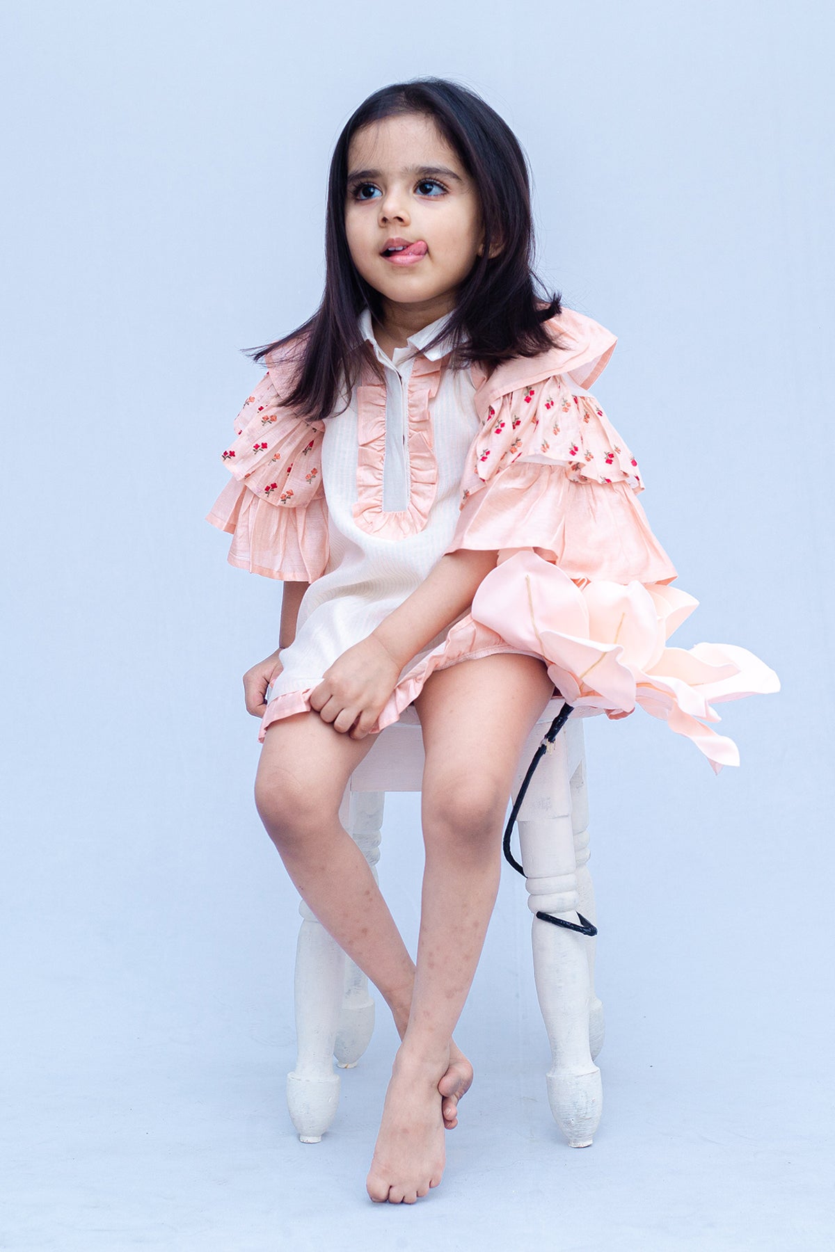 Blossom Sleeves Girls Chanderi Dress