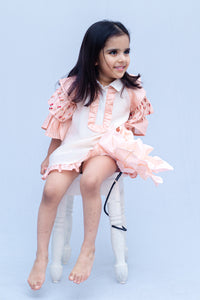 Blossom Sleeves Girls Chanderi Dress