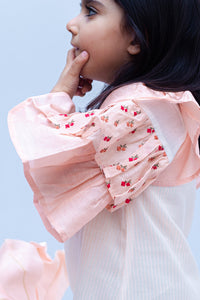Blossom Sleeves Girls Chanderi Dress