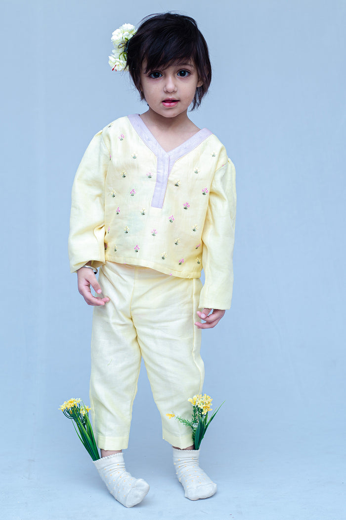 Chanderi Full Sleeves Ethnic Coord Set with Embroidery work
