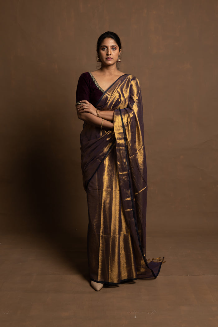 Alpadma I Gold  Handloom Tissue Saree