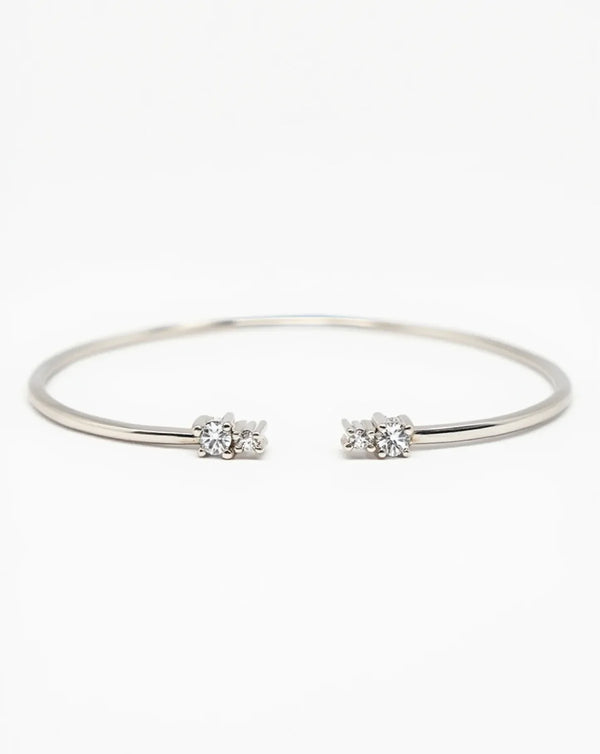 Dual-Cluster Open Cuff — close-up of crystal cluster detail on recycled silver cuff, ethical jewelry Mitti Lifestyle