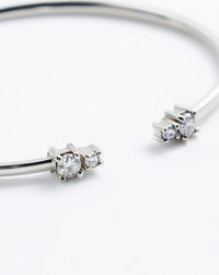 Dual-Cluster Open Cuff — handcrafted sterling silver open bangle, artisan sustainable jewelry India