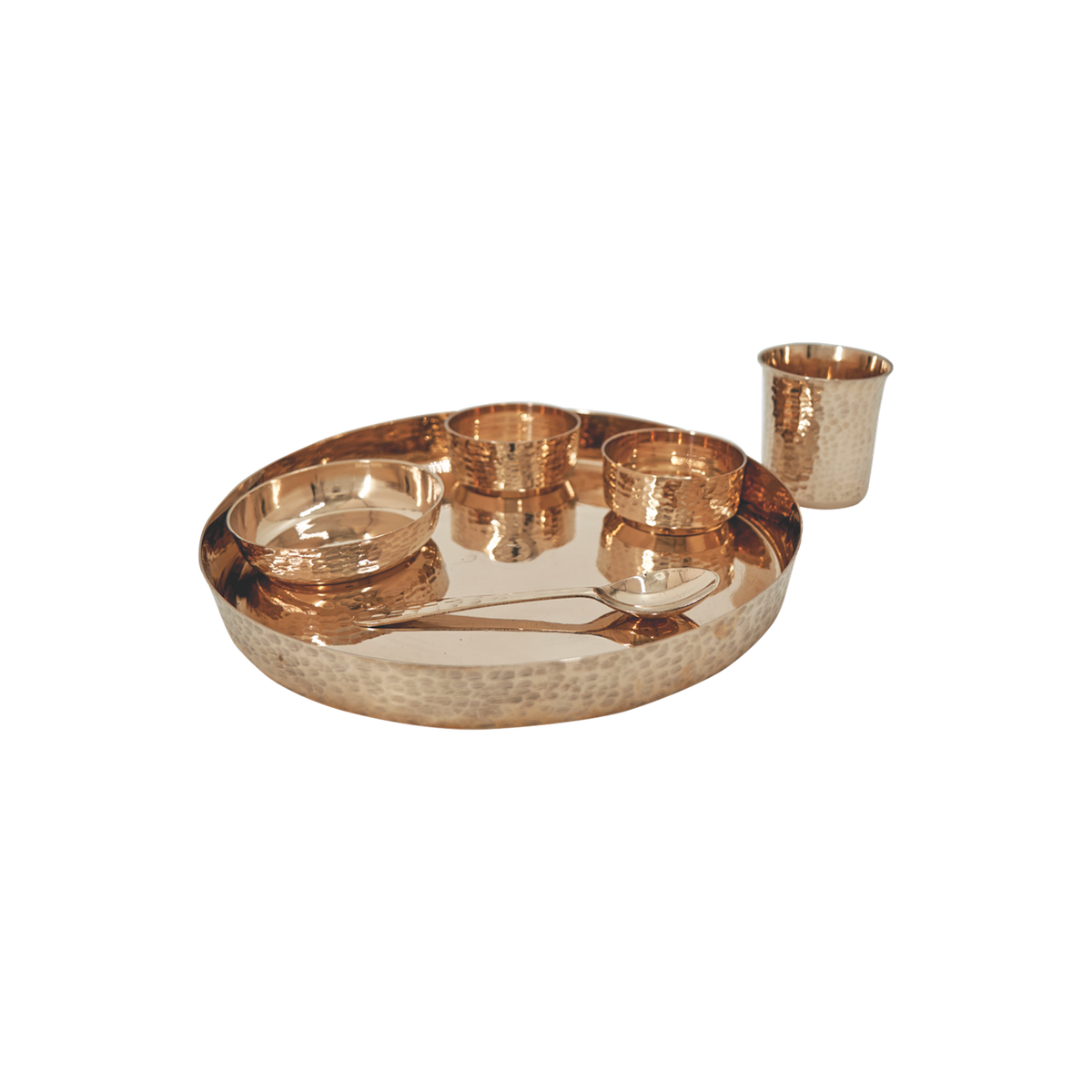 Hammered bronze dinner set handcrafted kansa artisanal traditional toxin-free tableware Mitti Lifestyle
