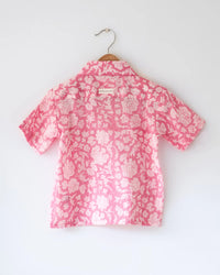 ‘Groove’ pink floral hand block print boys shirt