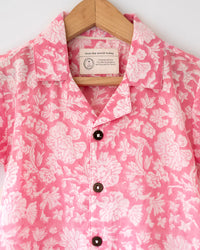 ‘Groove’ pink floral hand block print boys shirt