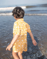 ‘Boogie’ yellow floral hand block print mal mal coord set