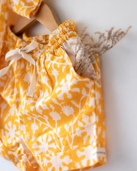 ‘Boogie’ yellow floral hand block print mal mal coord set