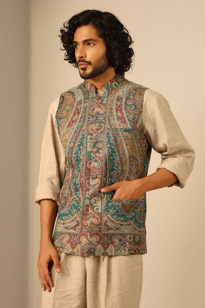 Shaan Fine Wool Silk Waist Coat