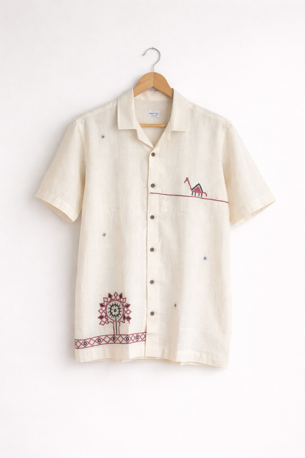 Beige shirt with floral embroidery 