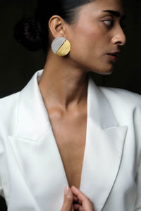 Yin Yang studs large bold symbolic brass earrings De'anma handcrafted artisan India