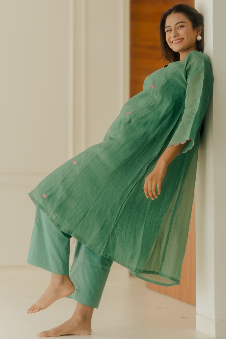 Green Glam Kurta Set