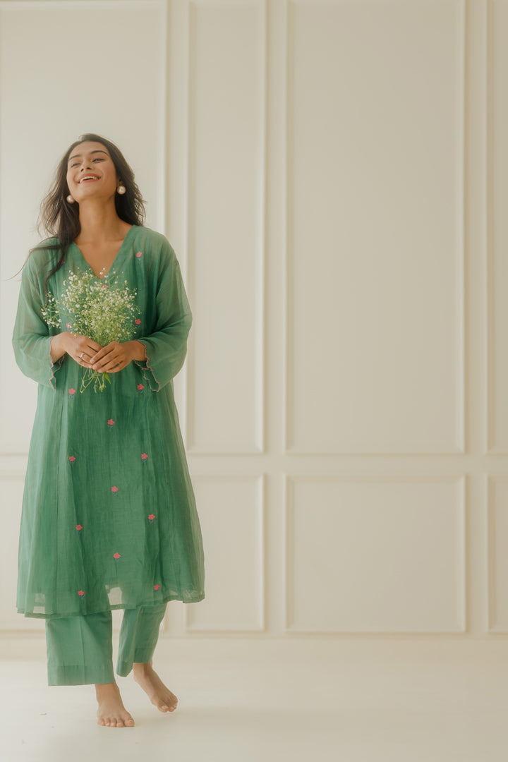 Green Glam Kurta Set