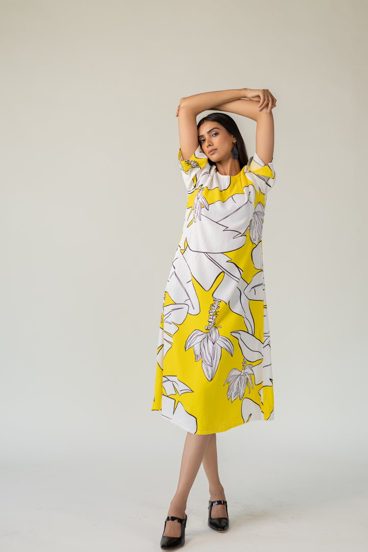 Sunfruit Sketch Crepe Dress