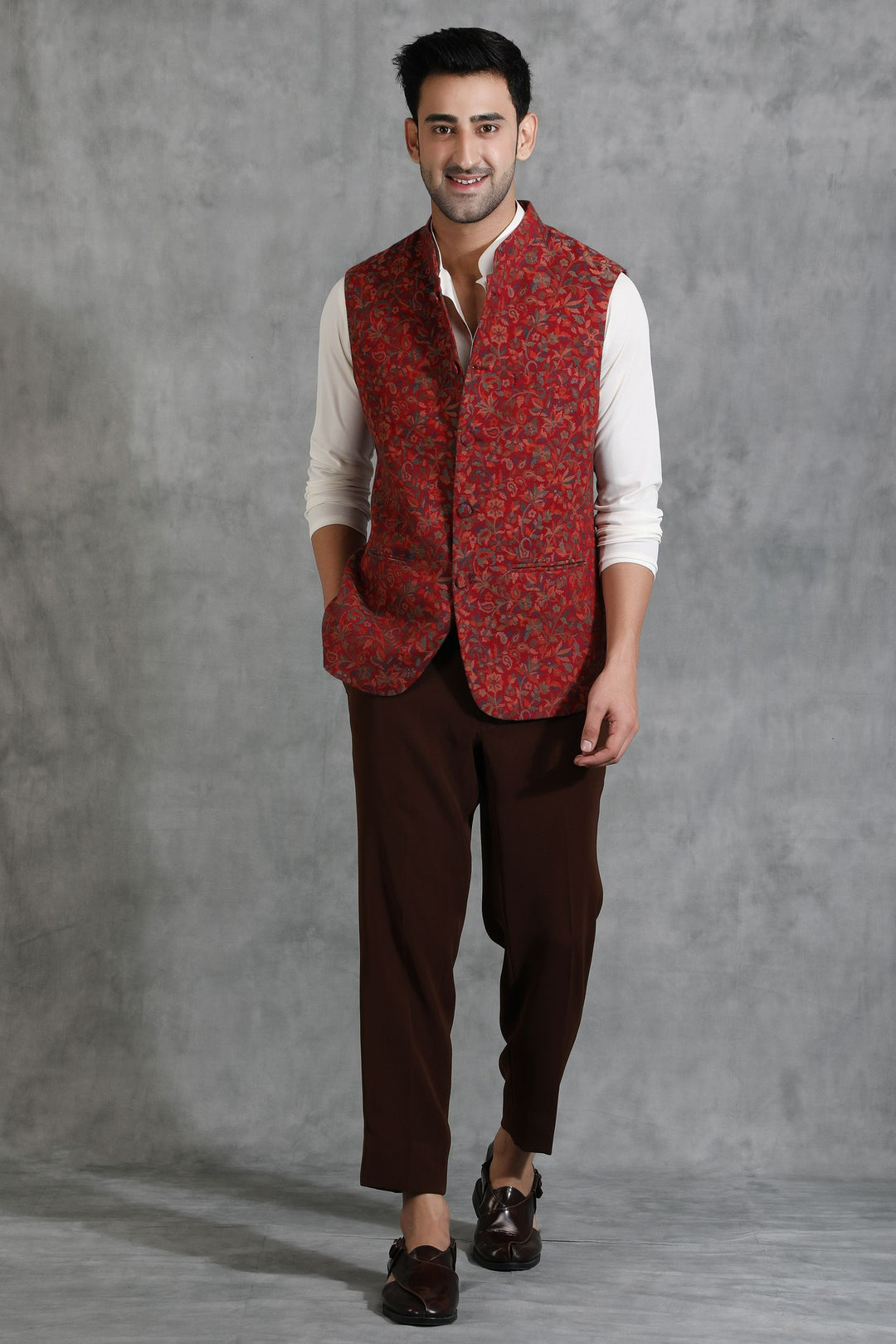 Pashmina Vintage Kani Waist Coat With Paisley Design