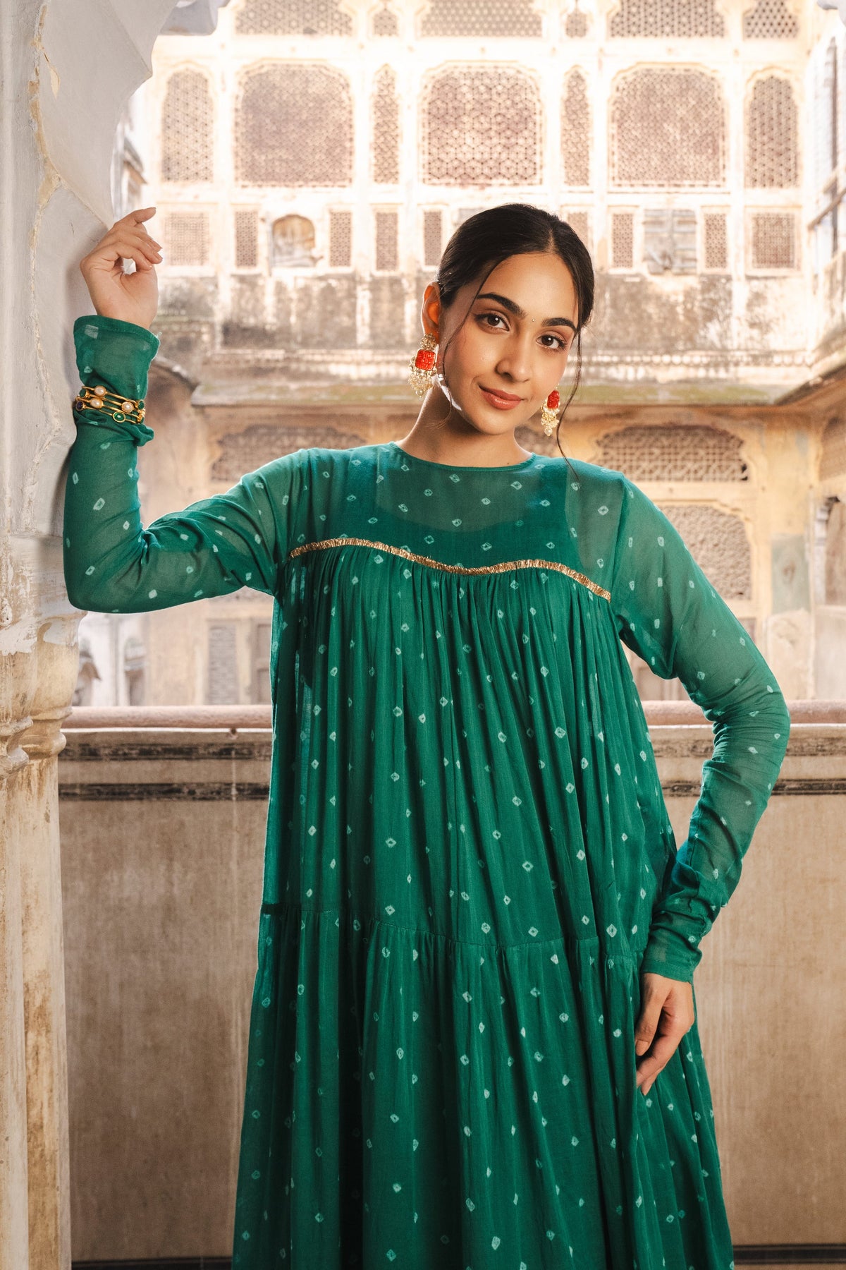 RAMA GREEN MULMUL KURTA SET WITH DUPATTA