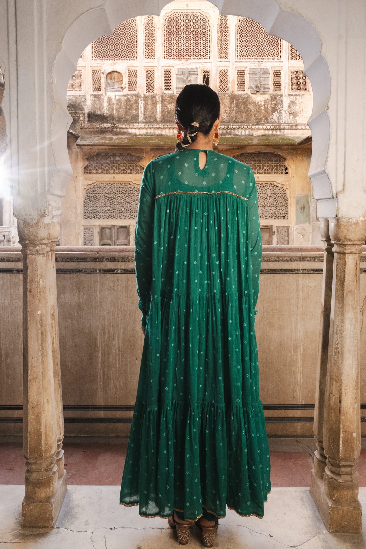 RAMA GREEN MULMUL KURTA SET WITH DUPATTA