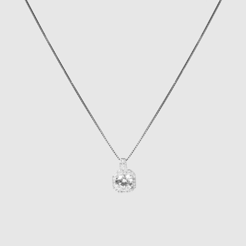 Square Diamond Necklace With Earrings