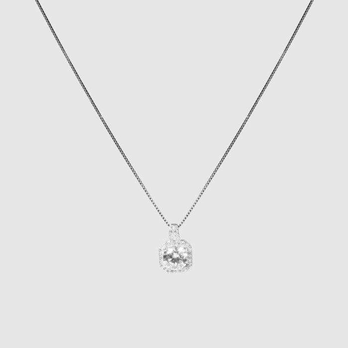 Square Diamond Necklace With Earrings