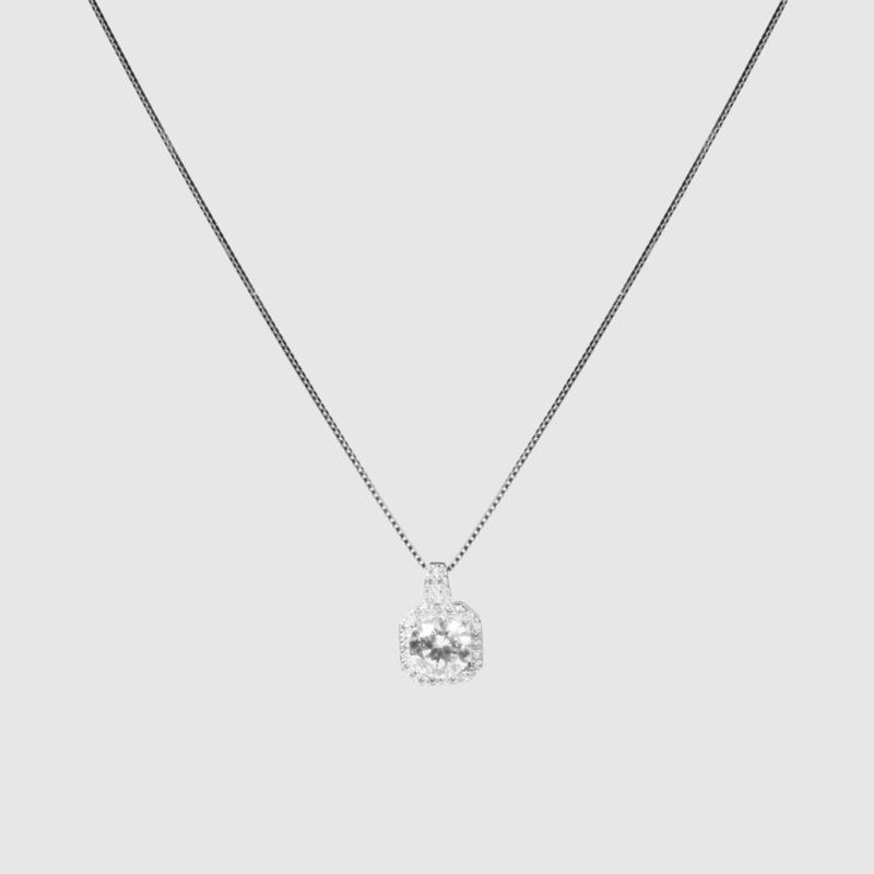 Square Diamond Necklace With Earrings
