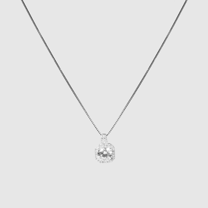 Square Diamond Necklace With Earrings