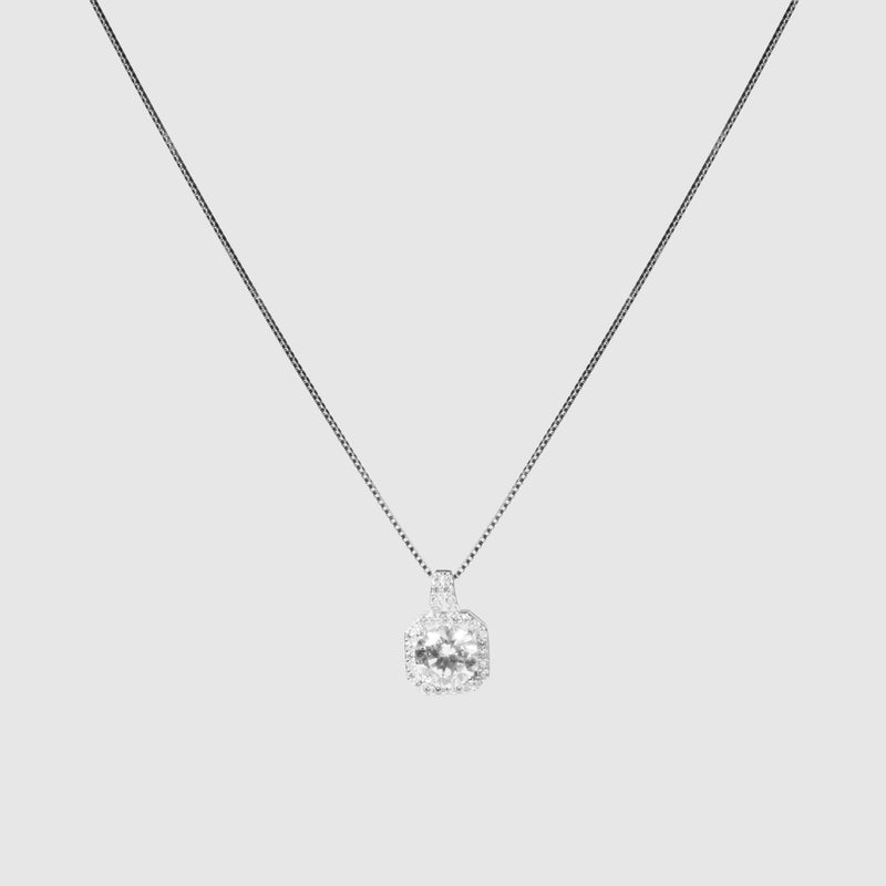 Square Diamond Necklace With Earrings