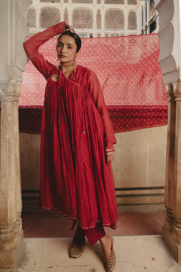 RED ANGRAKHA DRESS