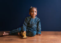 Organic Cotton Unisex Co-ord Set - Indigo Checks Kurta and Pajama Pants