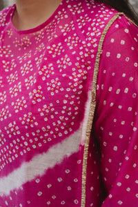 Pink Chanderi Bandhej Abha with Dupatta